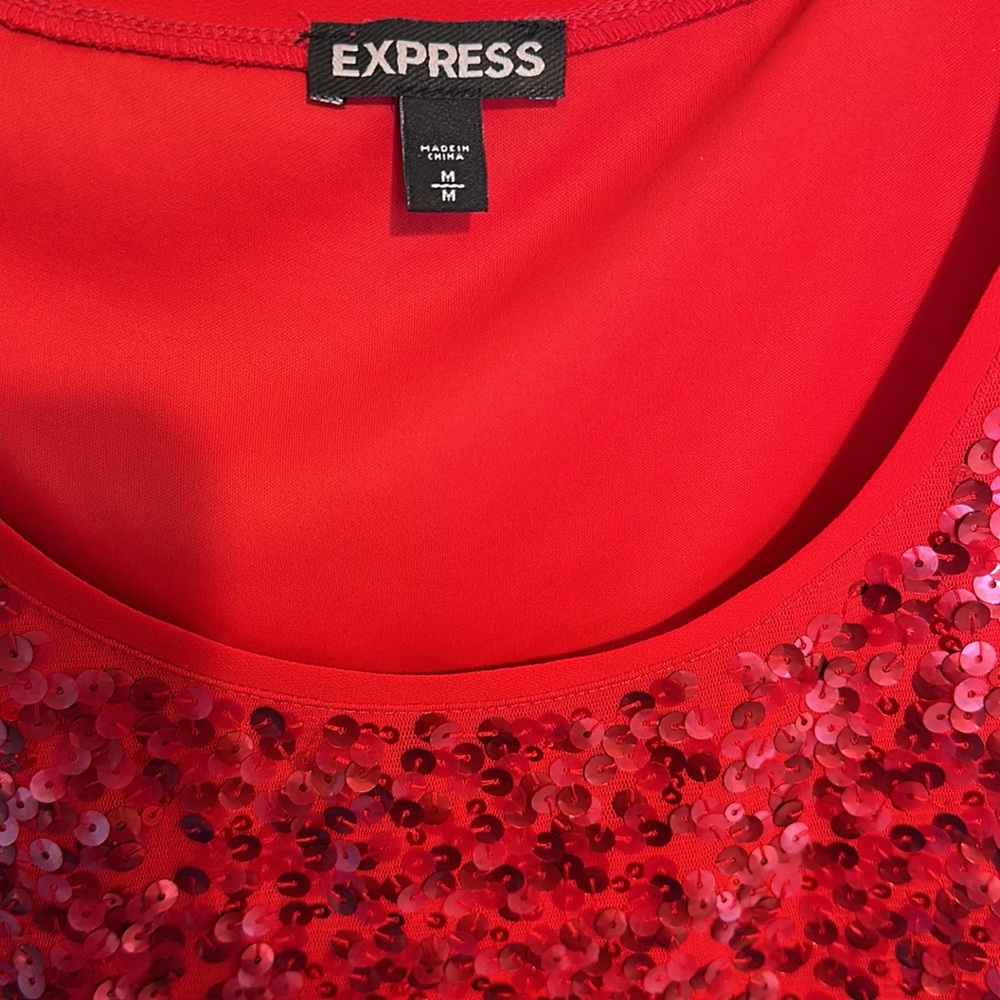 Express Sequins Medium Red Crop Top - image 2